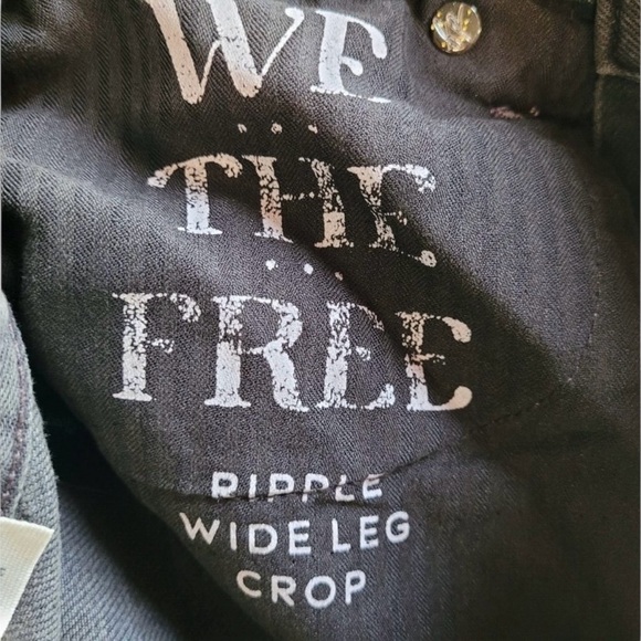 Free People We The Free Ripple Wide Leg Cropped Thrashed Deconstructed Jeans NWT - Picture 11 of 15